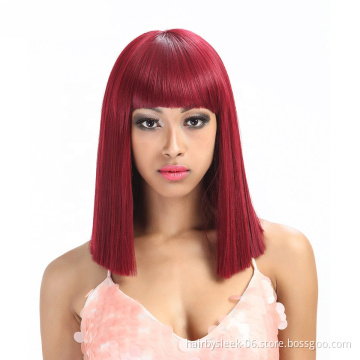Wholesale 14 inches Blonde Wigs 7 kinds of Color Short Bob Straight Hair Heat Resistant Fiber Wig Synthetic hair Wigs For Women